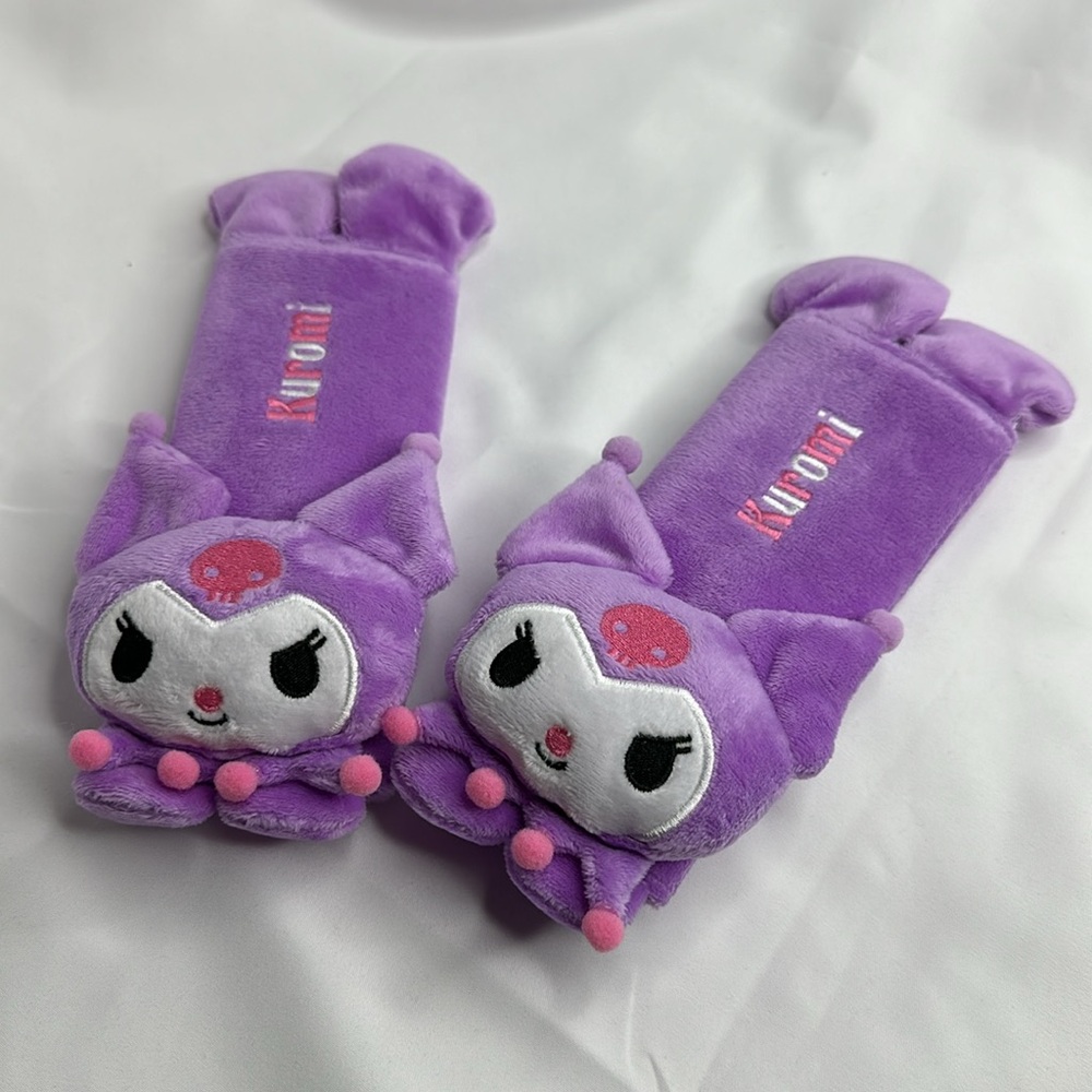 Sanrio KUROMI Plush Car Seat Belt Extended Comfort Shoulder Pads - Picture 6 of 7